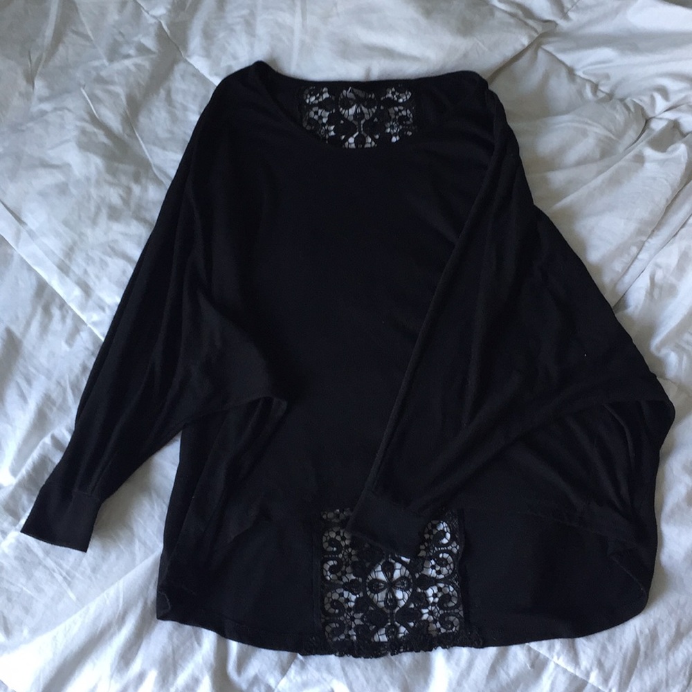Rue21 Black Batwing HiLo Sheer Lace Back Blouse
